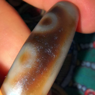 【木宝藏珠】三眼天珠 咖色系 老珠子 磨损美丽  孔道压痕舒适  深藏牧区回流   包浆浑厚 尺寸：37*10mm