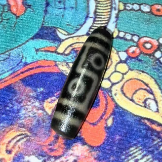 【木寶藏珠】折線六眼天珠/老藏傳回流天珠/老藏珠/珠體有風化馬蹄紋  尺寸：40*11mm